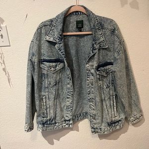 retro acid washed denim jacket—>L